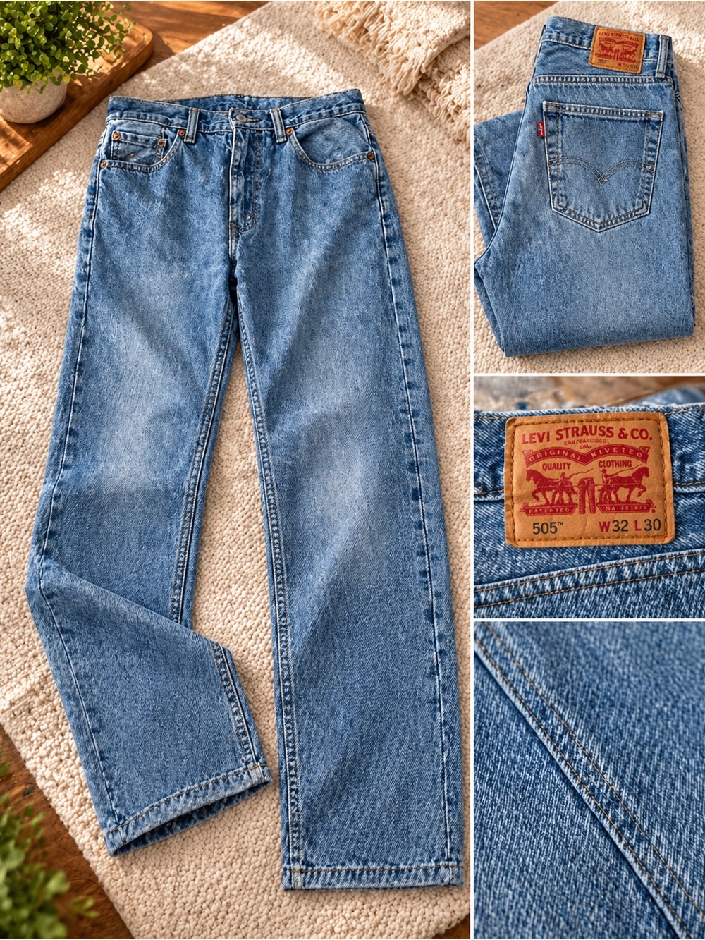Levi’s 505 Men’s Jeans 32x30 Medium Wash Straight Leg Classic Denim